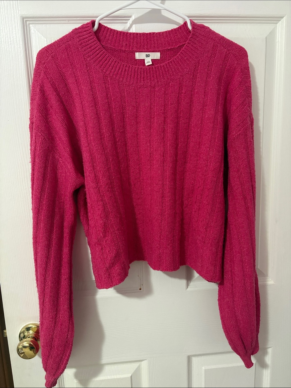bp Hot Pink Ribbed Crewneck Sweater